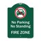 Signmission No Parking Or Standing Fire Zone W/ Graphic Heavy-Gauge Aluminum Sign, 24" x 18", GW-1824-9958 A-DES-GW-1824-9958 - alternate 1